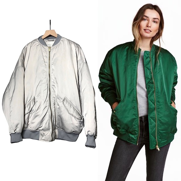 H&M Jackets & Coats New Hm 8s 90s Oversized Satin Ruched Back